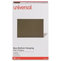 Universal Reinforced Recycled Hanging File Folder, Legal Size, Green, 25/Box (UNV14152)