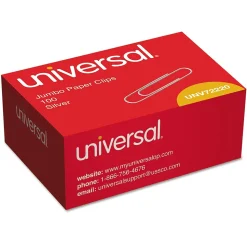 Universal Sparco Smooth Finish Jumbo Paper Clips, Silver, .045 Gauge, 1,000/Pk