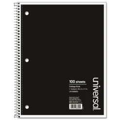 Universal Wirebound Notebook, 8.5 x 11, College Ruled, 100 Sheets, Black (UNV66600)