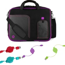 Vangoddy Office Busines Travel 14" Nylon Water Resistant Laptop Bag, Black/Purple (PT_000001247)