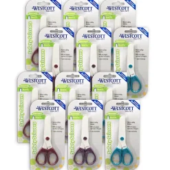 Westcott 5" Plastic Kid's Scissors, Blunt Tip, Assorted Colors, 12/Pack (ACM15315-12)