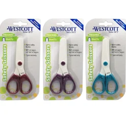 Westcott 5" Plastic Kid's Scissors, Blunt Tip, Assorted Colors, 12/Pack (ACM15315-12)