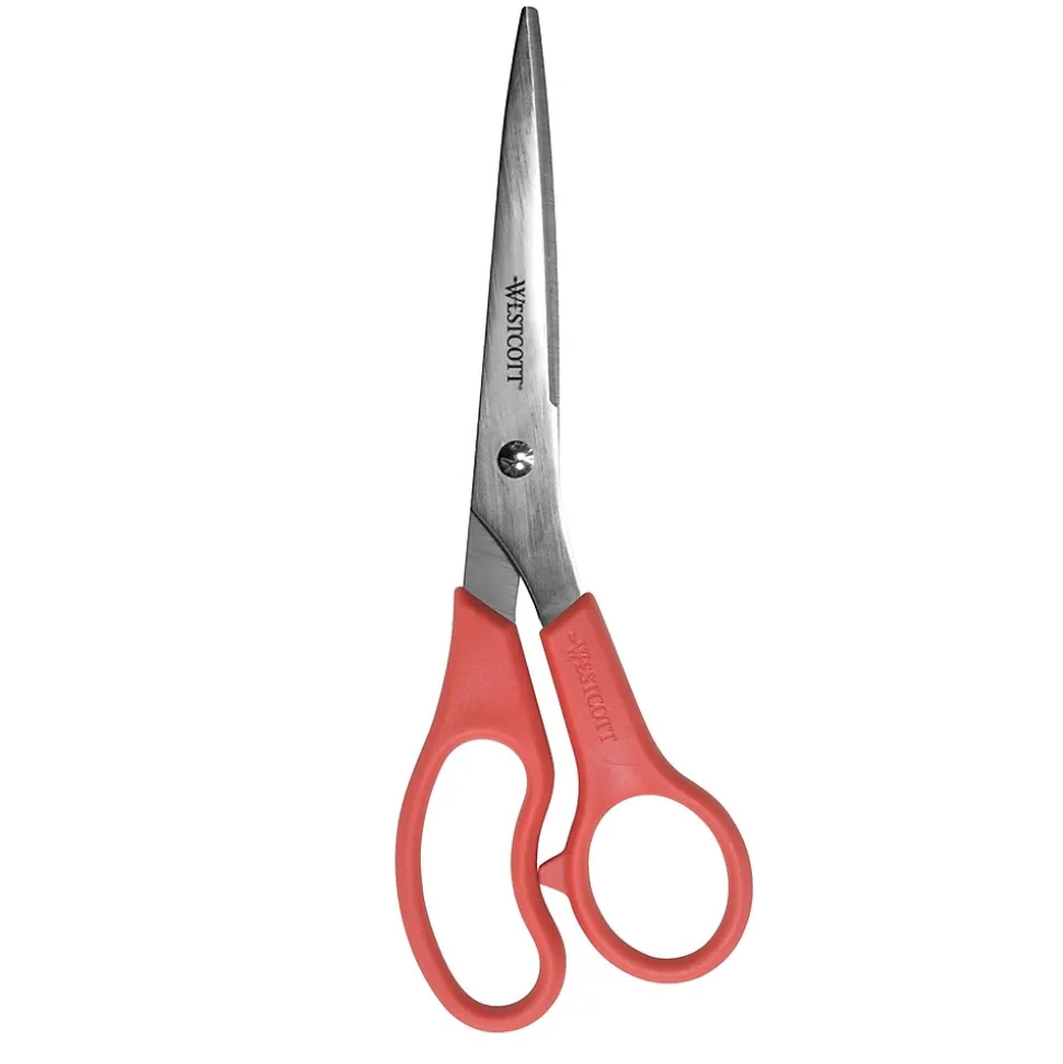 Westcott All Purpose Value 8" Stainless Steel Standard Scissors, Pointed Tip, Red (40618)