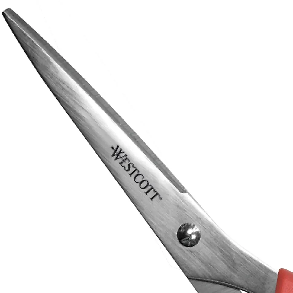 Westcott All Purpose Value 8" Stainless Steel Standard Scissors, Pointed Tip, Red (40618)