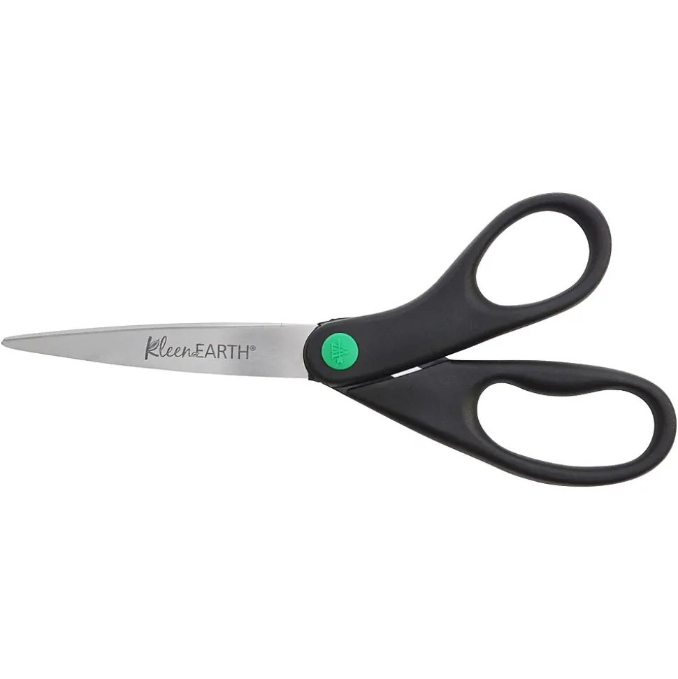 Westcott KleenEarth 8" Stainless Steel Scissors, Pointed Tip, Black, 2/Pack (15179)