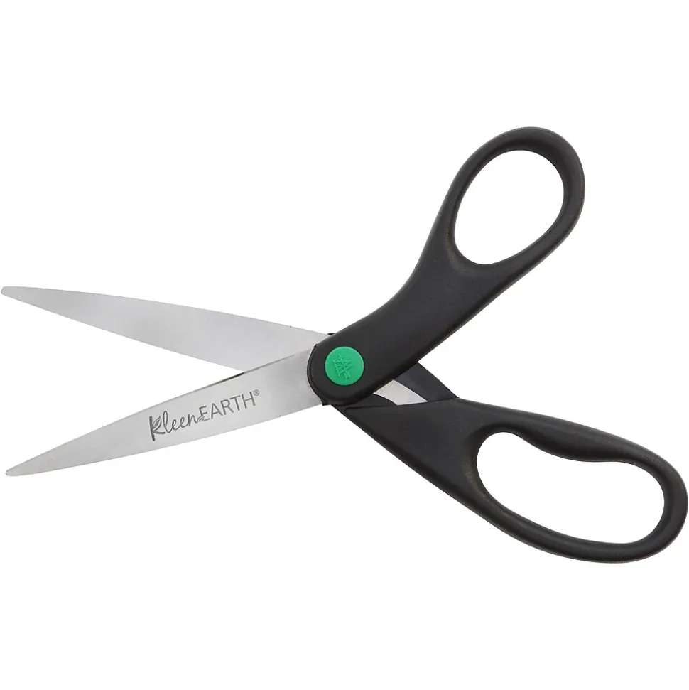 Westcott KleenEarth 8" Stainless Steel Scissors, Pointed Tip, Black, 2/Pack (15179)