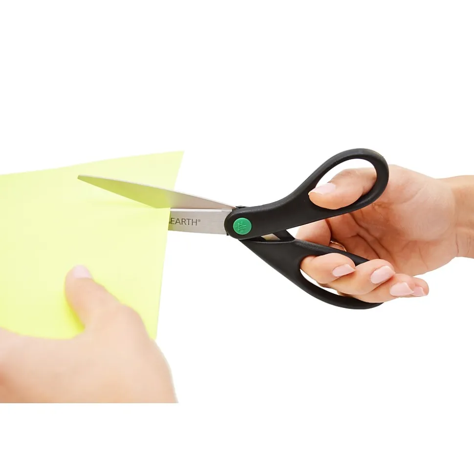 Westcott KleenEarth 8" Stainless Steel Scissors, Pointed Tip, Black, 2/Pack (15179)