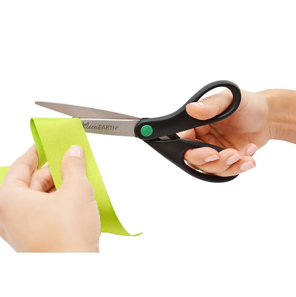 Westcott KleenEarth 8" Stainless Steel Scissors, Pointed Tip, Black, 2/Pack (15179)