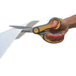 Westcott Titanium Bonded Non-Stick 8" Scissors, Adjustable Glide, Pointed Tip, Gray/Yellow (14849)