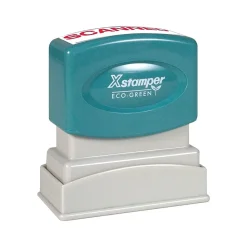Xstamper ECO-GREEN Pre-Inked Stamp, Scanned, Red Ink (036049)