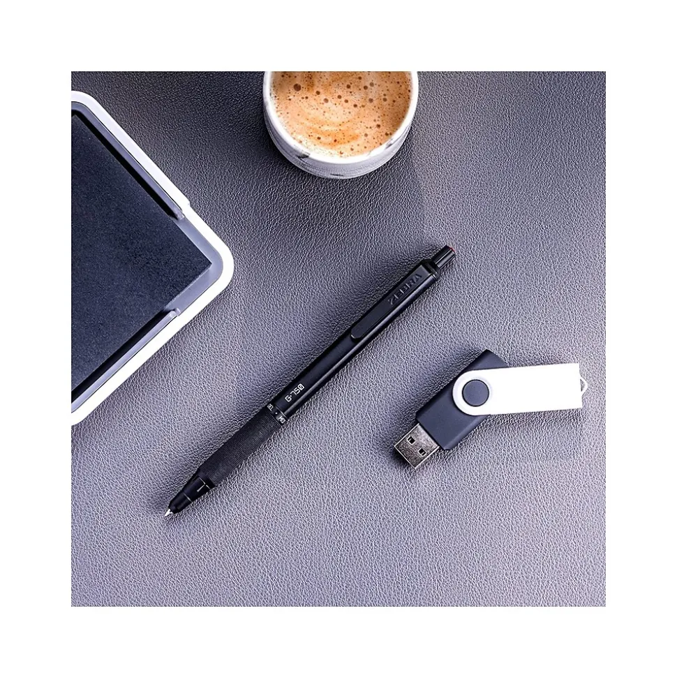 Zebra G-750 Retractable Gel Pens, Medium Point, Black/Blue Ink, 2/Pack (49802)