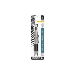 Zebra G-301 Retractable Gel Pen, Medium Point, 0.7mm, Black Ink, 2 Pack (41312)