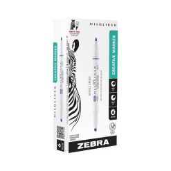 Zebra MILDLINER Double-Ended Creative Highlighter, Chisel/Bullet Tip, Violet, 6/Pack (78180R)