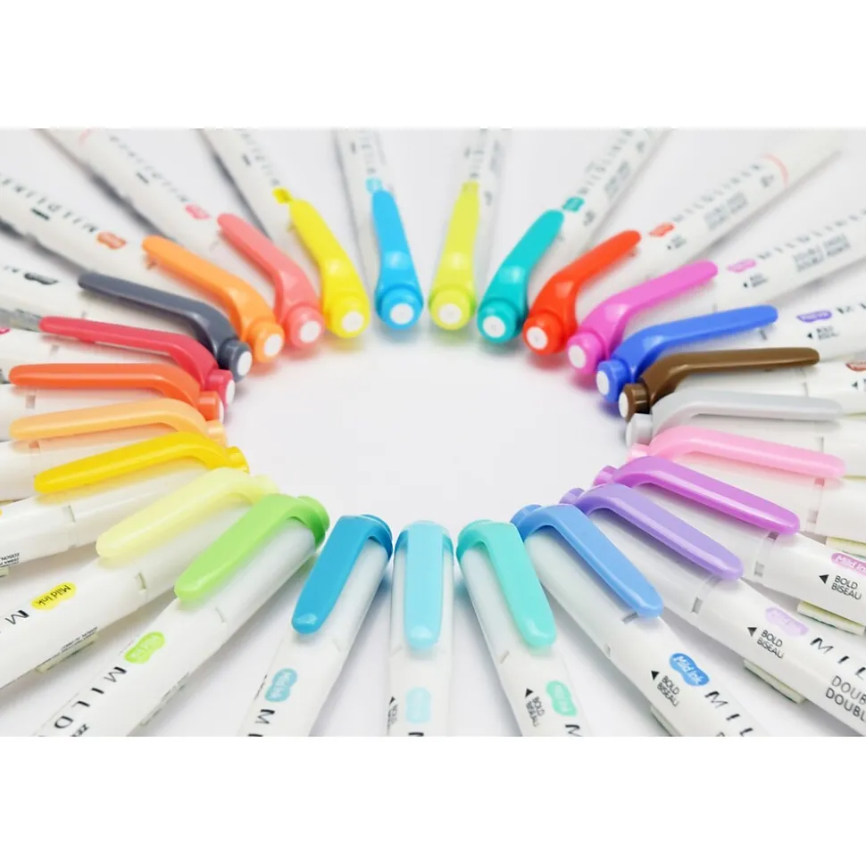 Zebra Mildliner Twin Tip Highlighters, Bullet/Chisel Tip, Complete Assorted, 25/Pack (78525)