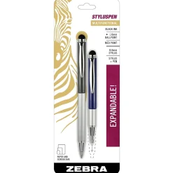 Zebra Retractable Ballpoint Pen, Medium Point, 1.0mm, Black Ink, 2 Pack (33602)