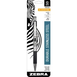 Zebra Retractable Gel Pen, Medium Point, 0.7mm, Black Ink (41311)