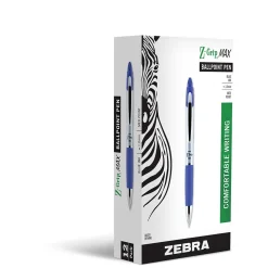 Zebra Z-Grip Max Retractable Ballpoint Pen, Medium Point, 1.0mm, Blue Ink, Dozen (22420)