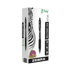 Zebra Z-Grip Retractable Ballpoint Pens, Fine Point, 0.7mm, Black Ink, Dozen (23910)