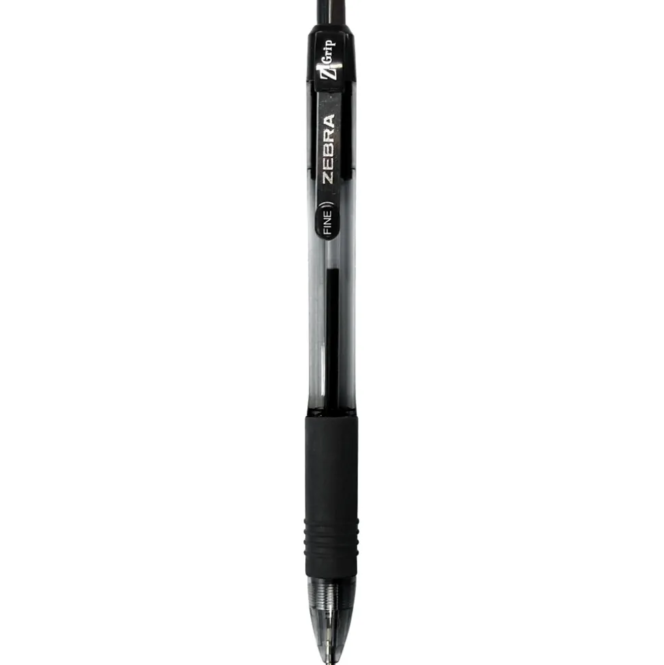 Zebra Z-Grip Retractable Ballpoint Pens, Fine Point, 0.7mm, Black Ink, Dozen (23910)